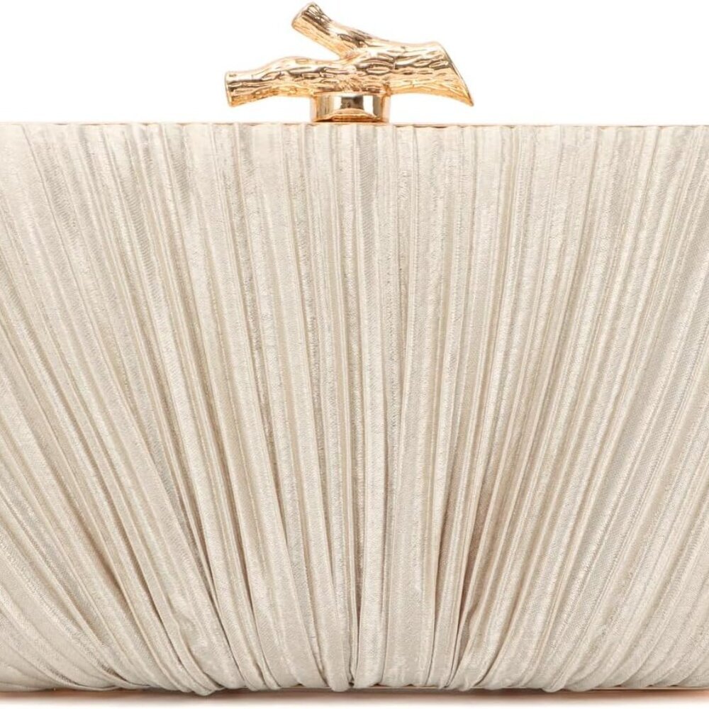 Clutch Purses for Women Evening Bag Pleated Clutch Bag with Chain for Wedding Pa